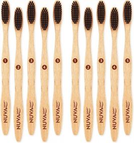 img 4 attached to 🌱 Compostable Bamboo Toothbrushes with Charcoal Bristles - Eco-Friendly, Natural, Vegan, Biodegradable (Pack of 10)