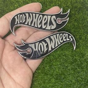 img 4 attached to 🔥 LINHAO 1Pair 3D Metal Hot Wheels Side Fender Cover - Stylish Hot Wheels Decal Logo for Cars, Trucks, Golf Carts, and Motorcycles (Black)