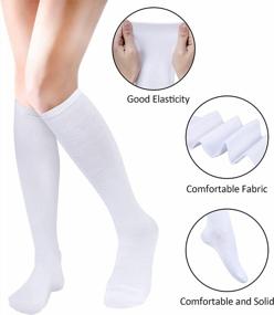 img 3 attached to Women'S Cotton Knee High Socks 4 Pairs, Solid Knit Casual Knee Socks