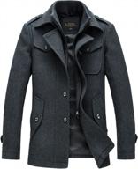 men's wool-blend pea coat with removable inner collar and classic stand collar by chouyatou логотип