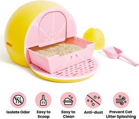 img 3 attached to 🐾 VETRESKA Enclosed Covered Cat Litter Box - Top Entry Hooded Kitty Toilet for Medium and Large Cats