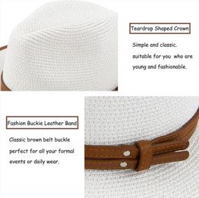 img 1 attached to UPF50+ Muryobao Womens Wide Brim Straw Panama Fedora Sun Hat - Perfect For Summer Beach!