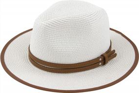 img 4 attached to UPF50+ Muryobao Womens Wide Brim Straw Panama Fedora Sun Hat - Perfect For Summer Beach!