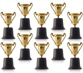 img 4 attached to 12 Pack 5 Inch Golden Metallic Plastic Trophies For Kids Boys Girls Competitions Awards Party Favors Props Classroom Rewards Prizes Games School Field Day