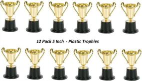 img 1 attached to 12 Pack 5 Inch Golden Metallic Plastic Trophies For Kids Boys Girls Competitions Awards Party Favors Props Classroom Rewards Prizes Games School Field Day