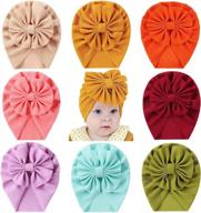 🎀 cinaci 8 pack solid knot big bowknot large hair bow turban hats beanie caps headwraps - stylish hair accessories for baby girls, infants, toddlers, and kids logo