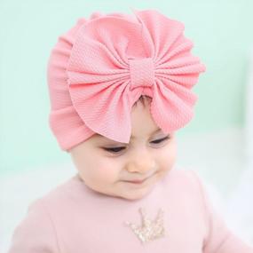 img 2 attached to 🎀 Cinaci 8 Pack Solid Knot Big Bowknot Large Hair Bow Turban Hats Beanie Caps Headwraps - Stylish Hair Accessories for Baby Girls, Infants, Toddlers, and Kids