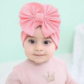 img 3 attached to 🎀 Cinaci 8 Pack Solid Knot Big Bowknot Large Hair Bow Turban Hats Beanie Caps Headwraps - Stylish Hair Accessories for Baby Girls, Infants, Toddlers, and Kids