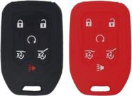 🔑 lemsa 2-pack black red rubber silicone key fob cover remote keyless protector bag holder for 2015-2019 chevrolet tahoe suburban gmc yukon xl логотип