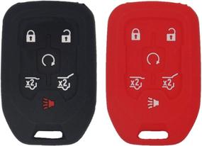 img 4 attached to 🔑 LemSa 2-Pack Black Red Rubber Silicone Key Fob Cover Remote Keyless Protector Bag Holder for 2015-2019 Chevrolet Tahoe Suburban GMC Yukon XL