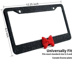 img 2 attached to Sparkling 2 Pack Bling Rhinestone License Plate Frames: Glam up Your Ride with Cute Diamond Car License Frame and Bow (Black)