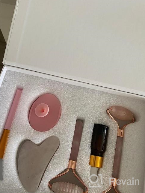 img 1 attached to 3-In-1 Deciniee Jade Roller And Gua Sha Facial Massager Tool Set - 100% Natural Rose Quartz For Face, Eyes & Neck. review by Ray Reeltalk