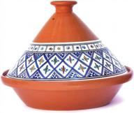 kamsah hand made and hand painted tagine pot moroccan ceramic pots for cooking and stew casserole slow cooker (large, classic bohemian blue) logo