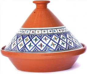 img 4 attached to Kamsah Hand Made And Hand Painted Tagine Pot Moroccan Ceramic Pots For Cooking And Stew Casserole Slow Cooker (Large, Classic Bohemian Blue)