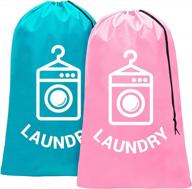 2 pack extra large travel laundry bag - durable rip-stop, wash me heavy duty with drawstring & hamper liner - machine washable logo