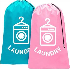 img 4 attached to 2 Pack Extra Large Travel Laundry Bag - Durable Rip-Stop, Wash Me Heavy Duty With Drawstring & Hamper Liner - Machine Washable
