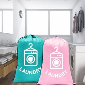 img 3 attached to 2 Pack Extra Large Travel Laundry Bag - Durable Rip-Stop, Wash Me Heavy Duty With Drawstring & Hamper Liner - Machine Washable