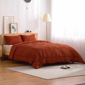 img 2 attached to ATsense Burnt Orange Comforter Set Queen Size, Ultra Soft Microfiber, 3 Pieces Solid Rust Comforter Bedding Sets For Women And Men, Lightweight And Warm Reversible Duvet Insert For All Season