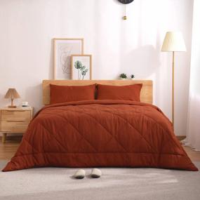 img 3 attached to ATsense Burnt Orange Comforter Set Queen Size, Ultra Soft Microfiber, 3 Pieces Solid Rust Comforter Bedding Sets For Women And Men, Lightweight And Warm Reversible Duvet Insert For All Season