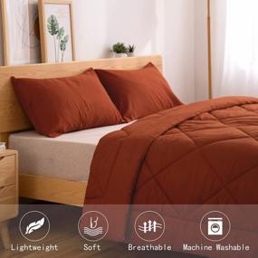 img 1 attached to ATsense Burnt Orange Comforter Set Queen Size, Ultra Soft Microfiber, 3 Pieces Solid Rust Comforter Bedding Sets For Women And Men, Lightweight And Warm Reversible Duvet Insert For All Season