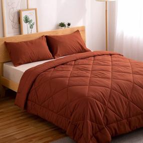 img 4 attached to ATsense Burnt Orange Comforter Set Queen Size, Ultra Soft Microfiber, 3 Pieces Solid Rust Comforter Bedding Sets For Women And Men, Lightweight And Warm Reversible Duvet Insert For All Season