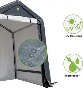 img 3 attached to 🏍️ Dark Gray ASTEROUTDOOR 6x6 ft Waterproof and UV Resistant Portable Garage Shelter with Rollup Zipper Door - Ideal for Storing Bicycles, Motorcycles, ATVs, Gardening Vehicles and Carports