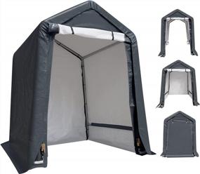 img 4 attached to 🏍️ Dark Gray ASTEROUTDOOR 6x6 ft Waterproof and UV Resistant Portable Garage Shelter with Rollup Zipper Door - Ideal for Storing Bicycles, Motorcycles, ATVs, Gardening Vehicles and Carports