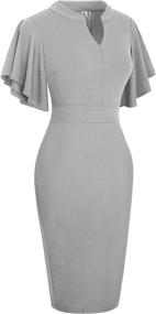 img 2 attached to HOMEYEE Womens Flounce Sleeve Office Women's Clothing - Dresses