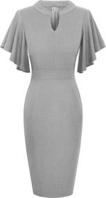 img 3 attached to HOMEYEE Womens Flounce Sleeve Office Women's Clothing - Dresses