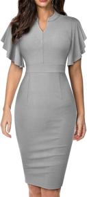 img 4 attached to HOMEYEE Womens Flounce Sleeve Office Women's Clothing - Dresses