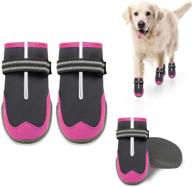 👟 keiyaloe pink dog shoes for hot pavement and paw protection | breathable dog boots for hardwood floors | adjustable reflective straps | small medium large dogs | hiking outdoor | set of 4 booties логотип