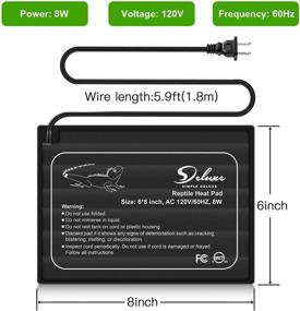 img 2 attached to 🔥 Simple Deluxe 6"x8" Reptile Heating Pad Under Tank Heater: Terrarium Warmer Heat Mat with Digital Thermometer and Hygrometer for Amphibian and Small Pet Care