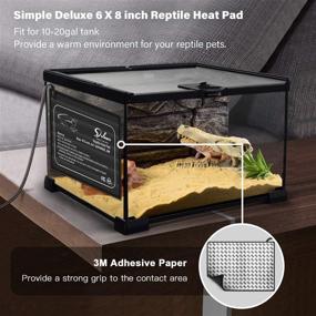 img 1 attached to 🔥 Simple Deluxe 6"x8" Reptile Heating Pad Under Tank Heater: Terrarium Warmer Heat Mat with Digital Thermometer and Hygrometer for Amphibian and Small Pet Care