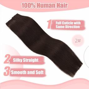 img 3 attached to Vlasy Tape-In Hair Extensions - Chocolate Brown, 12 Inch, 20Pcs - Real Human Hair
