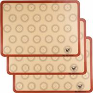 силиконовый коврик для выпечки macaron - набор из 3 половинных листов (толстый и большой 11 5/8 "x 16 1/2") - антипригарный силиконовый вкладыш для противней и раскатывания - миндальное печенье / кондитерские изделия / изготовление печенья - антипригарное покрытие профессионального уровня логотип