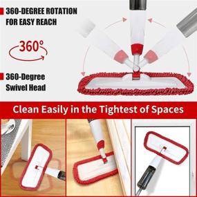 img 3 attached to Highly Durable Spray Mops for Efficient Floor Cleaning, Microfiber Spray Cleaning Mop Set with 3 Reusable Washable Pads, 700ML Refillable Bottle, and Scrubber Flat Mop featuring a 360 Degree Swivel Head for Hardwood Laminate Surfaces