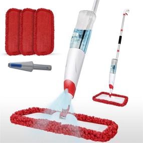 img 4 attached to Highly Durable Spray Mops for Efficient Floor Cleaning, Microfiber Spray Cleaning Mop Set with 3 Reusable Washable Pads, 700ML Refillable Bottle, and Scrubber Flat Mop featuring a 360 Degree Swivel Head for Hardwood Laminate Surfaces