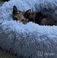 img 1 attached to Relaxing Round Donut Bed For Anxious Dogs In Teal Aqua Shade, Soft Machine Washable Faux Fur Plush Bed For Small Dogs And Cats With Non-Slip Bottom review by Michelle Cooper