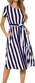 img 4 attached to Chic And Comfy: Levaca Striped Midi Dress With Pockets For Women