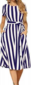 img 3 attached to Chic And Comfy: Levaca Striped Midi Dress With Pockets For Women