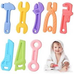 img 4 attached to 8-Pack Silicone Baby Teether Toys: BPA-Free Teething Toys for Babies 3+ Months - Hammer, Wrench, Spanner Pliers Shapes - Freezer Safe