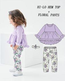 img 2 attached to 🌻 Sunflower Ruffle Sleeve Shirt Floral Pant Set: Baby and Toddler Girl Clothes for Fall and Winter