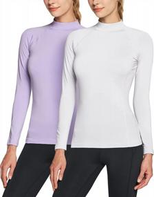 img 3 attached to Women'S Thermal Long Sleeve Tops - 1 Or 2 Pack, Mock Turtle & Crew Neck Shirts With Fleece Lined Compression Base Layer By TSLA