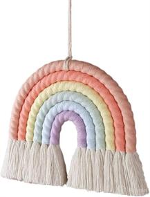 img 4 attached to 🌈 Colorful Macrame Rainbow Wall Hanging for Children's Bedroom | Boho Room Decor with Tassel Art | Nursery and Playroom Tapestry | Perfect Gift for Newborns and Birthdays (Rainbow D)