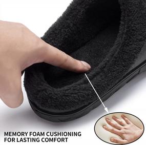 img 3 attached to Akk Mens Leather Slippers Comfy Handmade Stitch Slip-On House Shoes Warm Faux Fur Lined Rubber Sole Indoor Outdoor