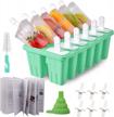 miaowoof homemade popside mold set - 12 pcs bpa free reusable popsicle molds with recipes, funnel, brush & 18 sticks (green) logo