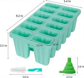img 1 attached to Miaowoof Homemade Popside Mold Set - 12 PCS BPA Free Reusable Popsicle Molds With Recipes, Funnel, Brush & 18 Sticks (Green)