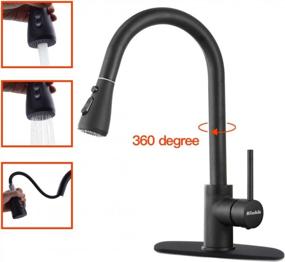 img 2 attached to Matte Black Klabb 8008 Single Handle Brass Pull Out Kitchen Faucet With Sprayer & Desk Plate
