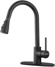 img 4 attached to Matte Black Klabb 8008 Single Handle Brass Pull Out Kitchen Faucet With Sprayer & Desk Plate