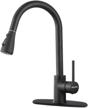 matte black klabb 8008 single handle brass pull out kitchen faucet with sprayer & desk plate logo